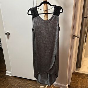 Sleeveless Gray Dress with Black Accents